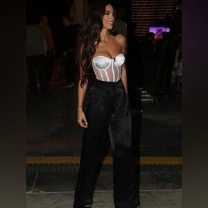 White Satin Pants from Percert Corset